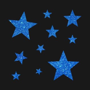 Royal Blue Faux Glitter Stars T-Shirt