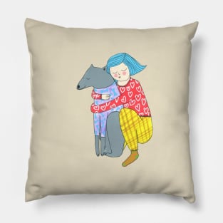 Girl and her dog Pillow