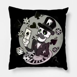 Casino Blackjack Dealing Poker Playing Skull Pillow