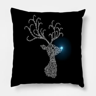 White Winter Reindeer Head Silhouette Pillow