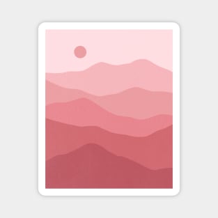 Pink Mountains Landscape Minimalist Boho Magnet