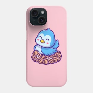 Cute Bird Sitting In Nest Cartoon Phone Case