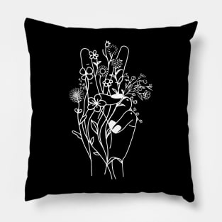 Wildflower Peace Symbol Cottagecore Pillow