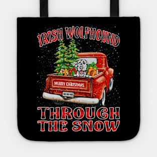 Christmas Irish Wolfhound Through The Snow Dog Santa Truck Tree Tote