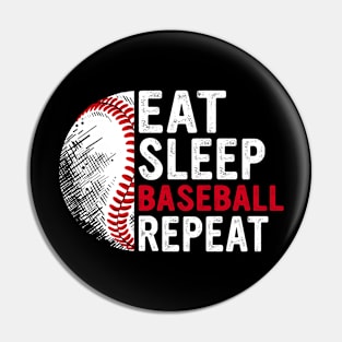 Eat Sleep Baseball Repeat Funny Baseball Players Boys Pin