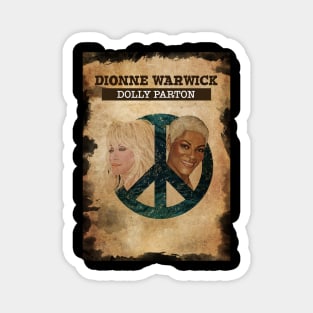 Vintage Old Paper 80s Style Dionne Warwick Peace Magnet