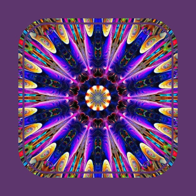 Bright Purple Pink and Blue Kaleidoscope Mandala Design by SpotterArt
