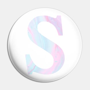 The Letter S Blue and Pink Marble Pin