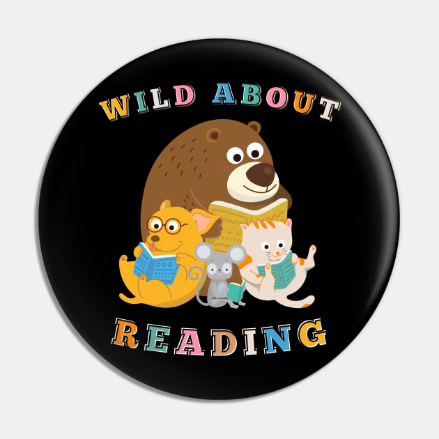 Wild About Reading Student Teacher Library Book Pin by MotleyRidge