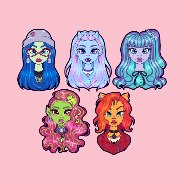 Monster High G3 Ghouls - Ghoulia, Abbey, Twyla, Venus, Toralei by Bratzoid