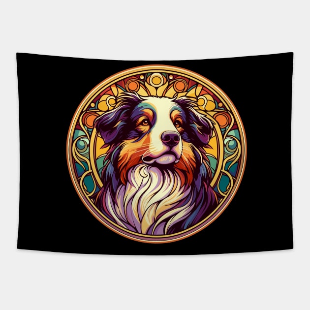 Australian Shepherd - Art Nouveau - Aussie Dog Style Tapestry by RCDBerlin