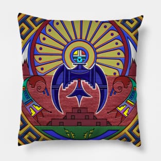 Kokopelli, Thunderbird and Sun Pillow