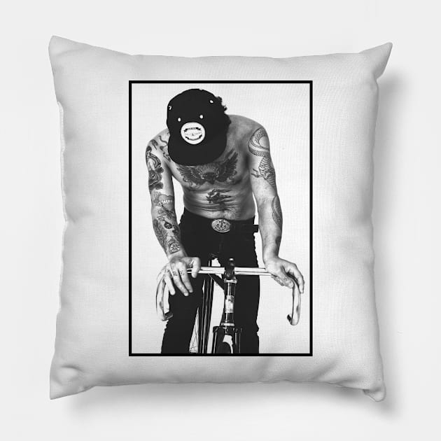 Urban man on a bike Pillow by Anthony88