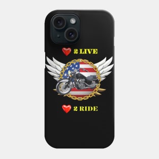 Patriotic Biker Flag and Motorcycle Phone Case