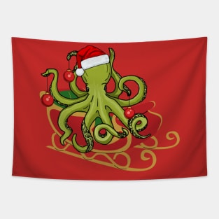 Christmas Kraken Sleigh Tapestry