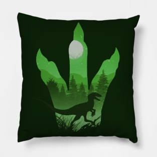 Green Dinosaur Silhouette inside Claw Pillow