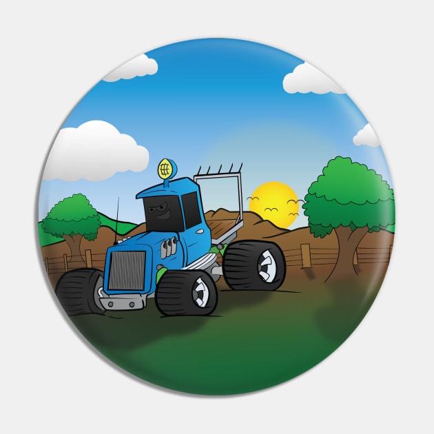 Blue Hunting Truck Cartoon Pin by Dad n Son Designs