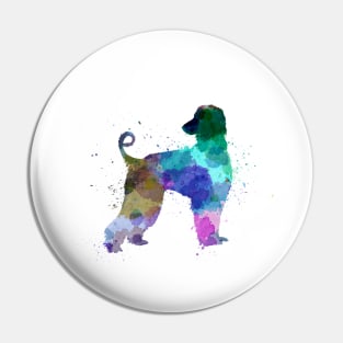 afghan hound  dog in watercolor Pin