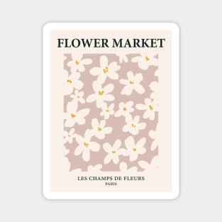 Flower market print, Paris, Neutral art print, Posters aesthetic, Beige flowers, Boho, Cottagecore Magnet