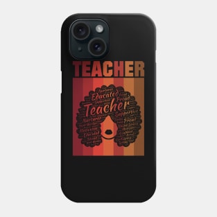 African American Teacher Words in Afro Phone Case