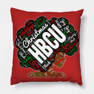 HBCU Christmas Words in Afro Pillow