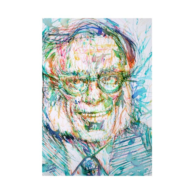 ISAAC ASIMOV watercolor and ink portrait .1 by lautir