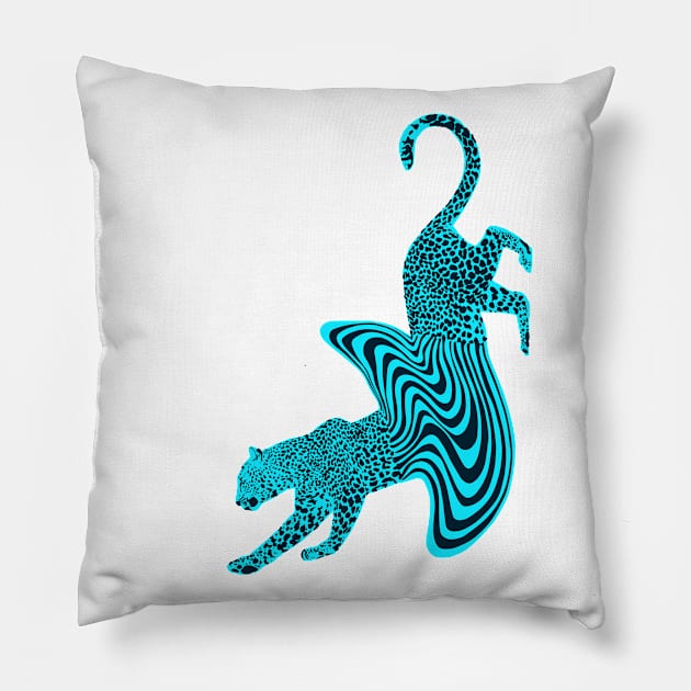 Cheetah Melt Blue Pillow by ECMazur