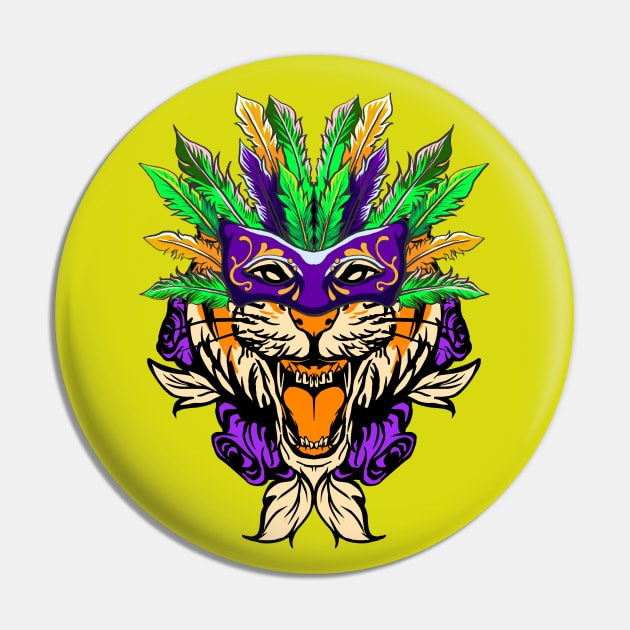 Mardi Gras 2022 Tee Year Of The Tiger Chinese Character Mask Pin by alcoshirts