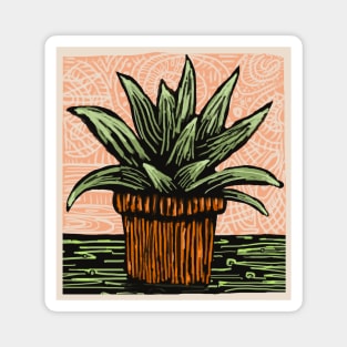 Aloe woodcut Magnet