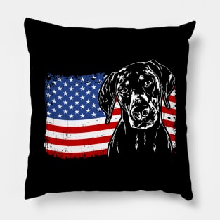 Proud Doberman American Flag patriotic dog Pillow