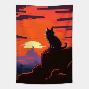 CUTE SUNSET LOVER, PIXEL ART Tapestry