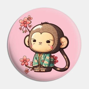 Asian monkey with spring flowers Pin