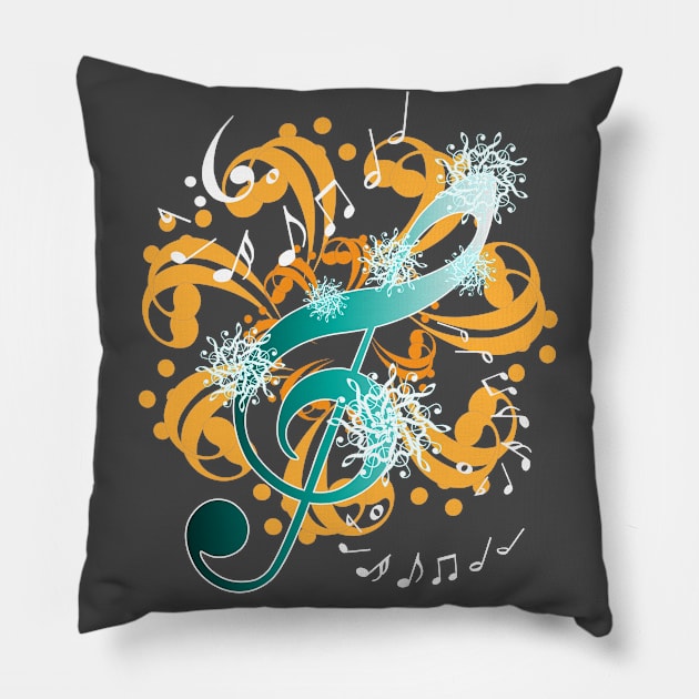 Music Notes Pillow by HK Chik