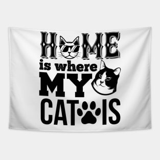 Home Is Where My Cat Is T Shirt For Women Men Tapestry