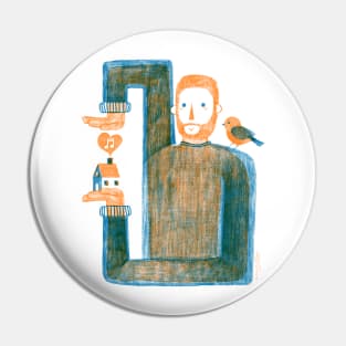 Your Song House Boy and Bird Pin