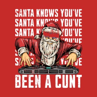 Santa Knows You've Been a Cunt - Funny Santa Christmas T-Shirt