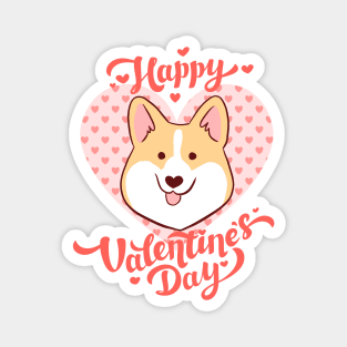 Happy valentines day cute corgi dog Magnet