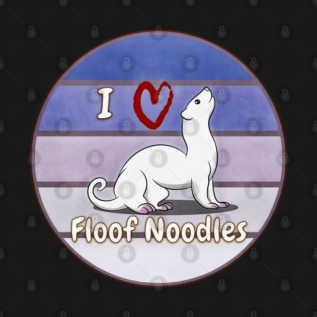 I Love Floof Noodles Ferret Retro Sunset Design by mythikcreationz