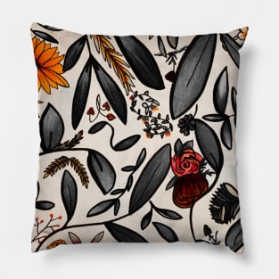 Botanicals Print - Pop of Orange Pillow