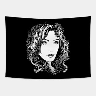 Beautiful Tattoo Woman Face Design Tapestry