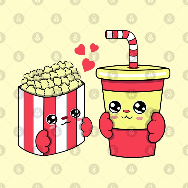 All i need is popcorn and soda, Kawaii popcorn and soda cartoon. by JS ARTE