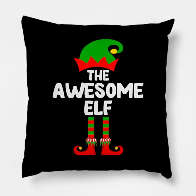 Awesome Elf Matching Family Group Christmas Party Pajama Pillow by DragonTees