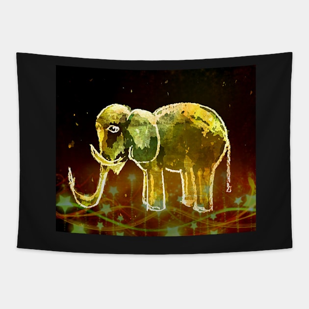 Elephant And Stars. Elephants Gold Pattern. Tapestry by SpieklyArt