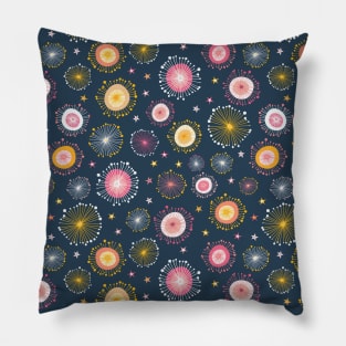 Fantasy flowers, dots, and stars Pillow