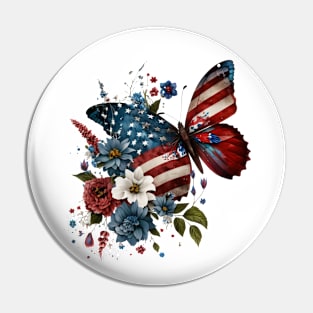 Patriotic Butterfly, 4th of July Design Pin