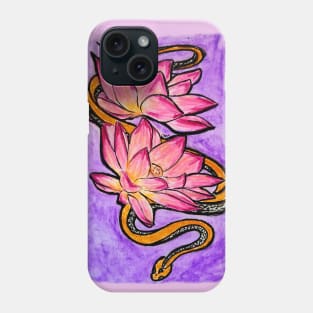 Pink Lotus, Orange Snake Phone Case