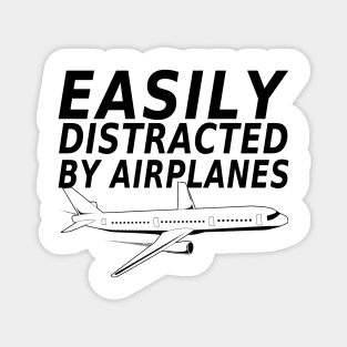 Easily Distracted By Airplanes Retro Airplane Funny Pilot Magnet