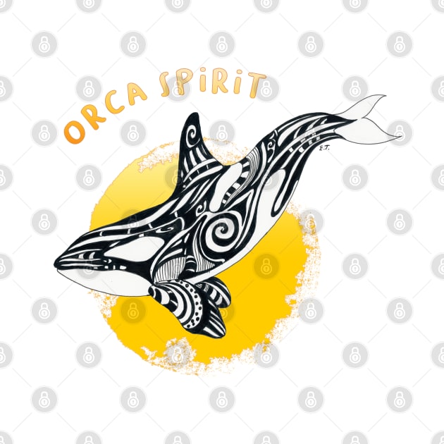 Orca Killer Whale Spirit Yellow Sun Tribal Tattoo Ink by Seven Sirens Studios