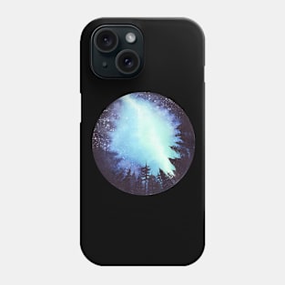 Aurora Borealis glowing above pine forest Phone Case