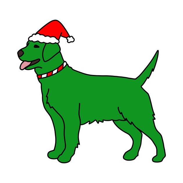 Green Christmas Dog by Kelly Louise Art